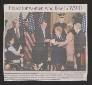 Primary view of object titled '[Clipping: Praise for Women Who Flew in WWII]'.