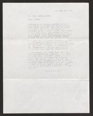 [Letter from Betty Nicholas to Bee Haydu, Dedie Deaton, and Marty Wyall, Nov. 30, 1979]
