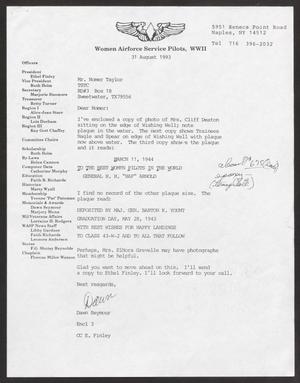 Primary view of [Letter from Dawn Seymour to Homer Taylor, Aug. 31, 1993]