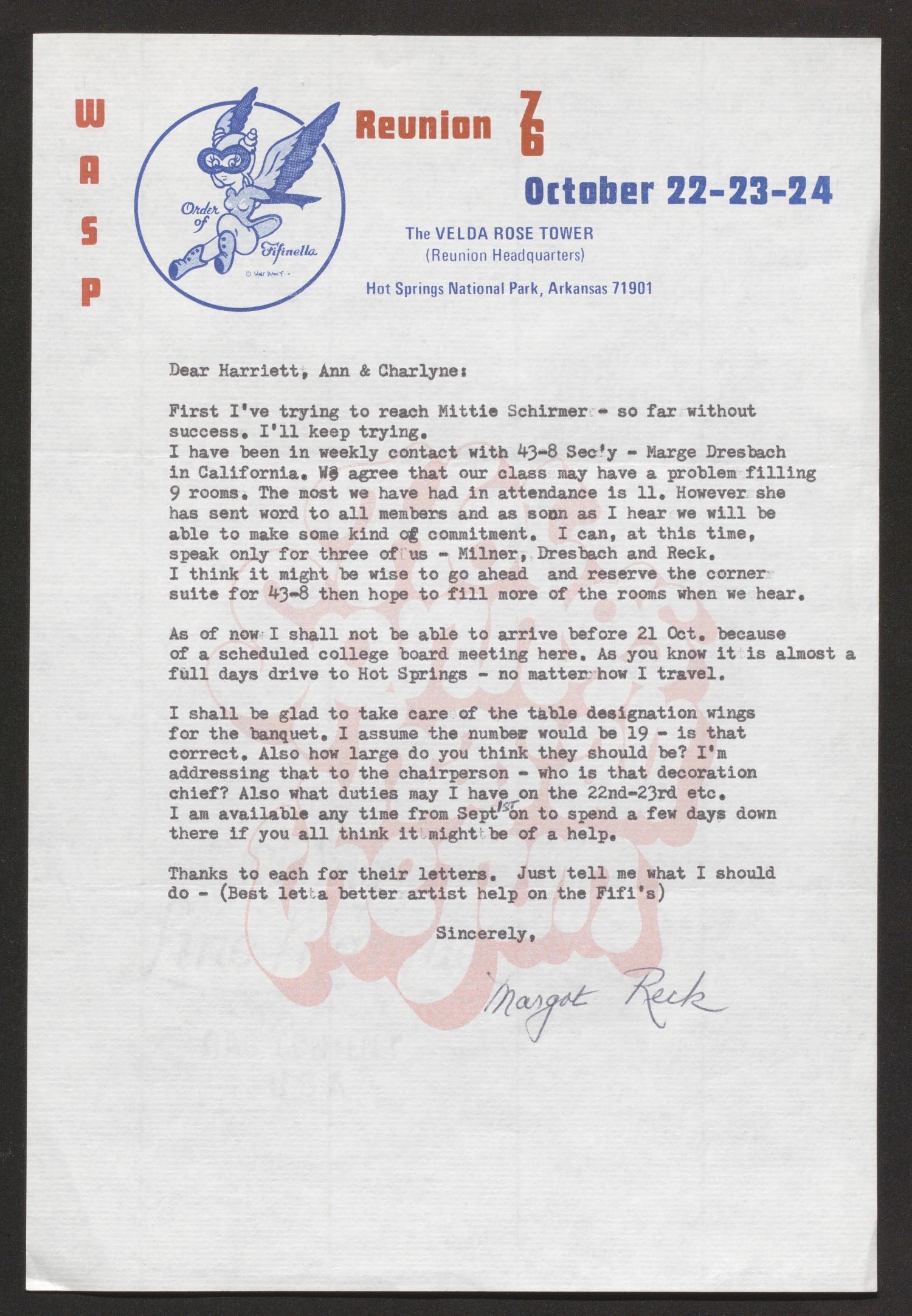 [Letter from Margot Reck to Harriet, Ann, and Charlyne, 1976]
                                                
                                                    [Sequence #]: 1 of 2
                                                