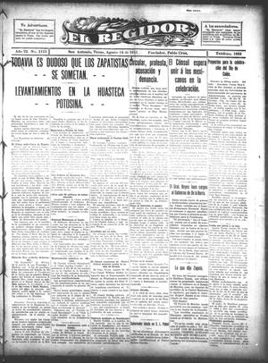Primary view of object titled 'El Regidor (San Antonio, Tex.), Vol. 23, No. 1123, Ed. 1 Thursday, August 24, 1911'.