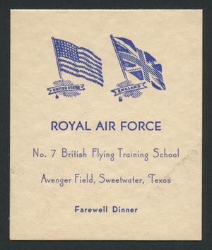 [Pamphlet: Royal Air Force Farewell Dinner]