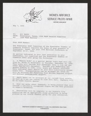 Primary view of object titled '[Letter from 1998 WASP Reunion Committee to All WASP, May 7, 1996]'.