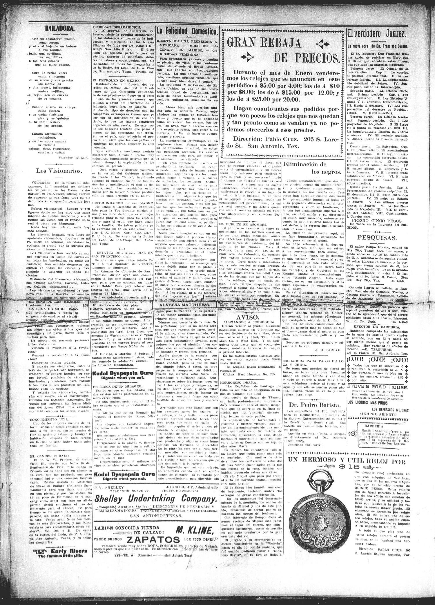 El Regidor (San Antonio, Tex.), Vol. 18, No. 795, Ed. 1 Thursday, February 2, 1905
                                                
                                                    [Sequence #]: 4 of 8
                                                