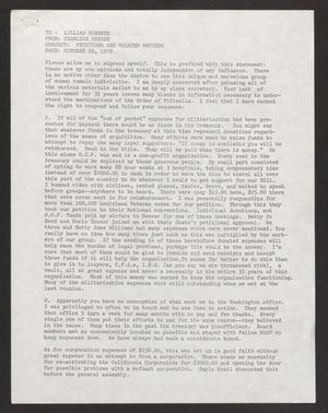 [Letter from Charlyne Creger to Lillian Roberts, Oct. 20, 1979]