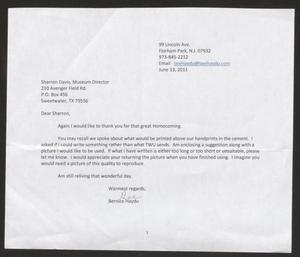 [Letter from Bernice Haydu to Sharon Davis]