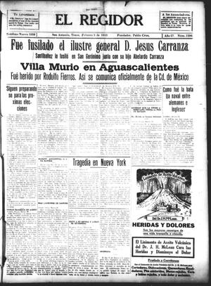 El Regidor (San Antonio, Tex.), Vol. 27, No. 1296, Ed. 1 Wednesday, February 3, 1915