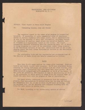 Primary view of object titled '[Final Report on Women Pilot Program #5]'.