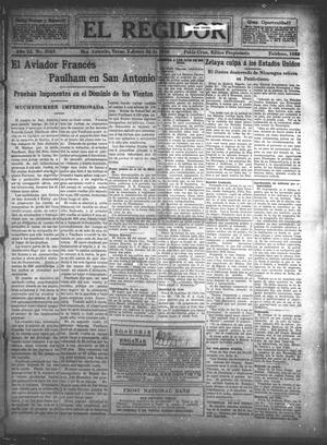 Primary view of object titled 'El Regidor (San Antonio, Tex.), Vol. 22, No. 1049, Ed. 1 Thursday, February 24, 1910'.