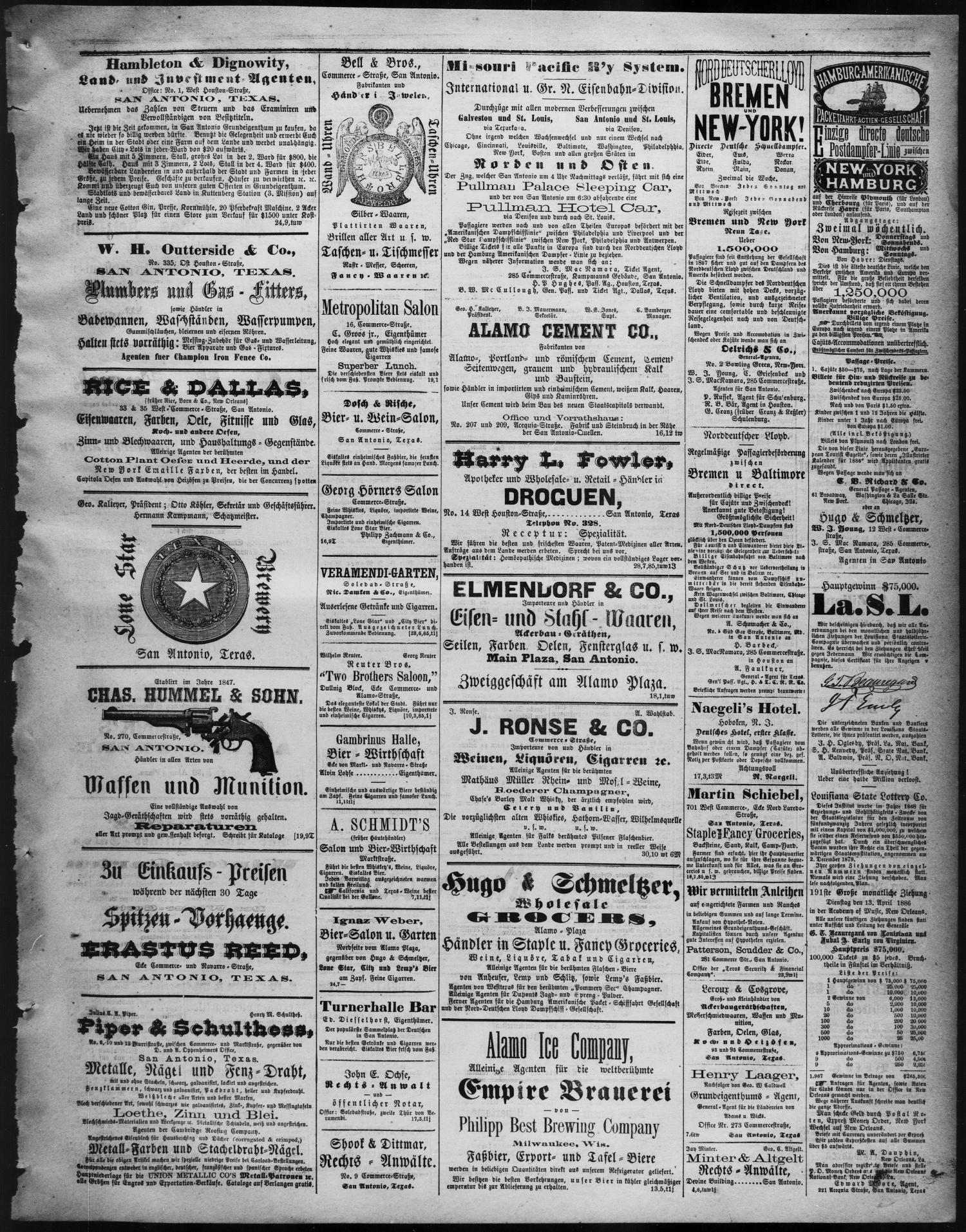 Freie Presse für Texas. (San Antonio, Tex.), Vol. 21, No. 1171, Ed. 1 Monday, March 22, 1886
                                                
                                                    [Sequence #]: 3 of 4
                                                