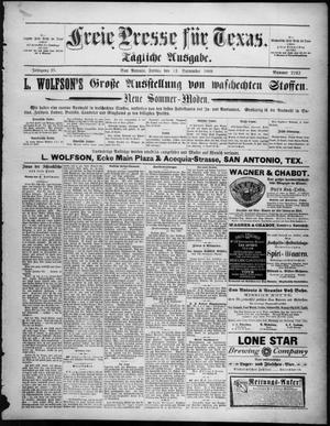 Primary view of object titled 'Freie Presse für Texas. (San Antonio, Tex.), Vol. 25, No. 2242, Ed. 1 Friday, September 13, 1889'.