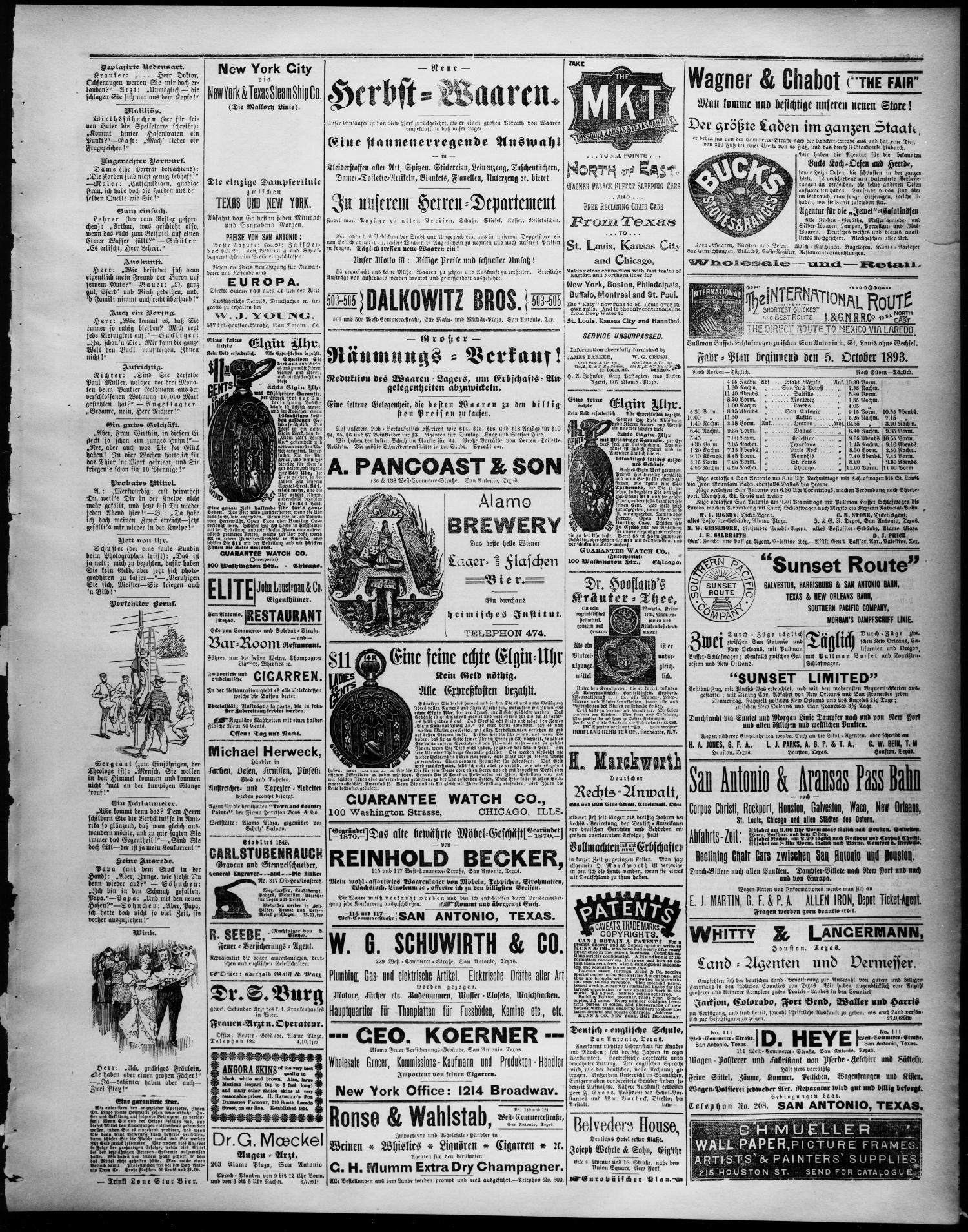 Freie Presse für Texas. (San Antonio, Tex.), Vol. 30, No. 3863, Ed. 1 Wednesday, November 7, 1894
                                                
                                                    [Sequence #]: 3 of 4
                                                