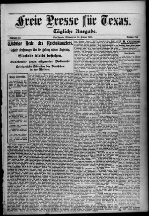 Primary view of object titled 'Freie Presse für Texas. (San Antonio, Tex.), Vol. 52, No. 784, Ed. 1 Wednesday, February 28, 1917'.