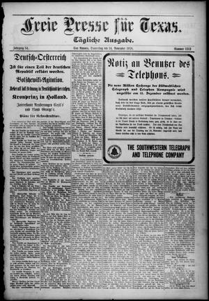 Freie Presse für Texas. (San Antonio, Tex.), Vol. 54, No. 1313, Ed. 1 Thursday, November 14, 1918