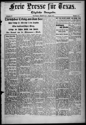Primary view of object titled 'Freie Presse für Texas. (San Antonio, Tex.), Vol. 52, No. 611, Ed. 1 Wednesday, August 9, 1916'.