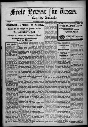 Primary view of object titled 'Freie Presse für Texas. (San Antonio, Tex.), Vol. 52, No. 700, Ed. 1 Tuesday, November 21, 1916'.