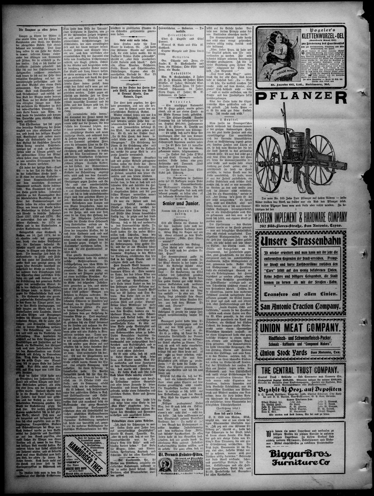 Freie Presse für Texas. (San Antonio, Tex.), Vol. 47, No. 9108, Ed. 1 Wednesday, February 7, 1912
                                                
                                                    [Sequence #]: 4 of 4
                                                
