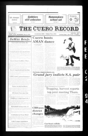 Primary view of object titled 'The Cuero Record (Cuero, Tex.), Vol. 98, No. 5, Ed. 1 Wednesday, February 2, 1994'.