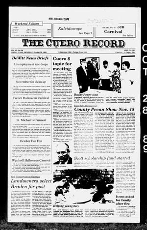Primary view of object titled 'The Cuero Record (Cuero, Tex.), Vol. 93, No. 86, Ed. 1 Saturday, October 28, 1989'.