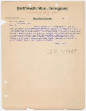 Primary view of object titled '[Letter to Mr. W. J. Bryan, October 19, 1913]'.
