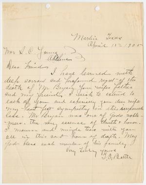 [Letter from T. E. Battle to Sam C. Young, April 15, 1905]