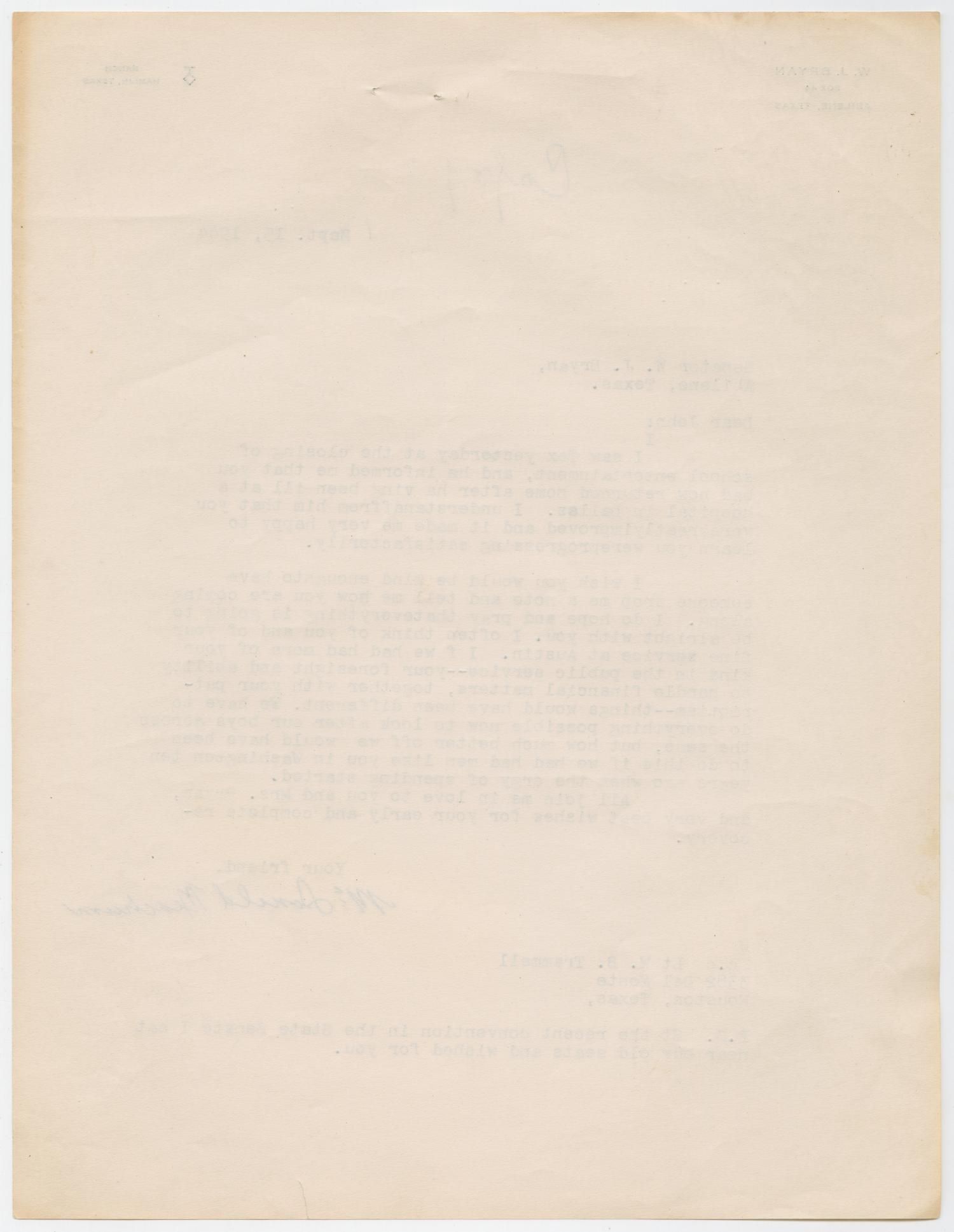[Letter from McDonald Meachum to W. J. Bryan, Sept 15, 1944]
                                                
                                                    [Sequence #]: 2 of 2
                                                