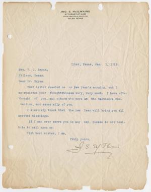 [Letter from JNO. S. McIlwaine to Honorable W. J. Bryan, January 1, 1915]