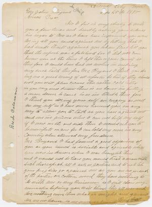 [Letter from Bud Coleman to William John Bryan, September 26. 1885]