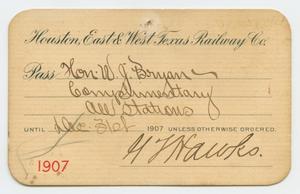 [Houston, East and West Texas Railway Pass]