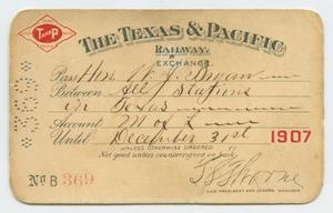 [Texas & Pacific Railway Pass]