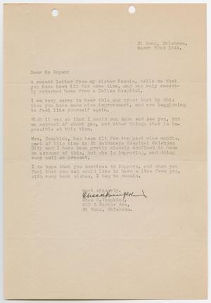 [Letter from Chas H. Tompkins to W. J. Bryan, March 22, 1944]