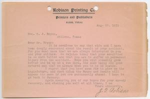 [Letter to Honorable W. J. Bryan, August 22, 1912]