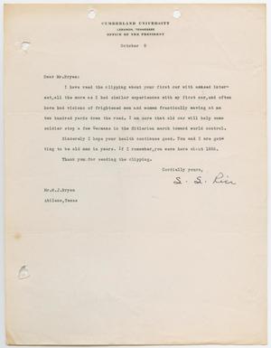 [Letter to Honorable W. J. Bryan]