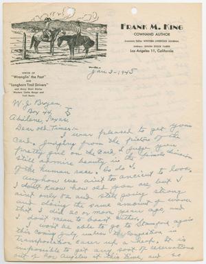 [Letter from Frank M. King to W. J. Bryan, January 3, 1945]