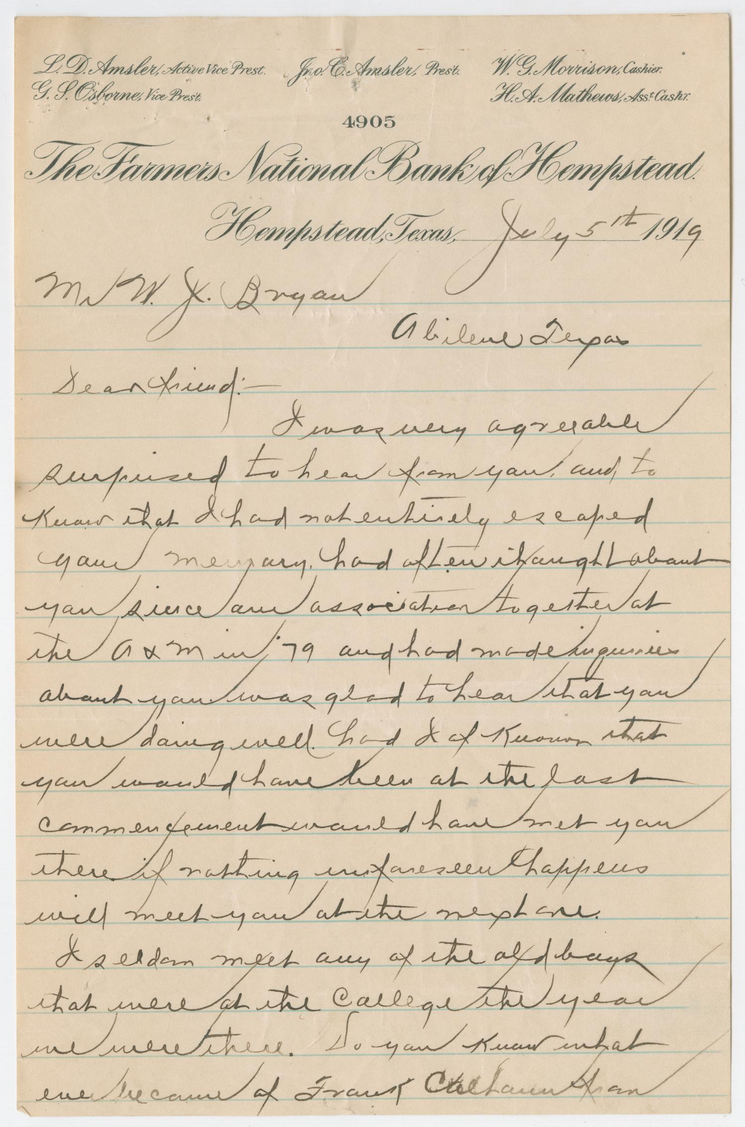 [Letter to Mr. W. J. Bryan, July 5, 1919]
                                                
                                                    [Sequence #]: 1 of 2
                                                
