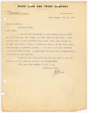 [Letter from J. T. Davis to William John Bryan, July 13, 1905]