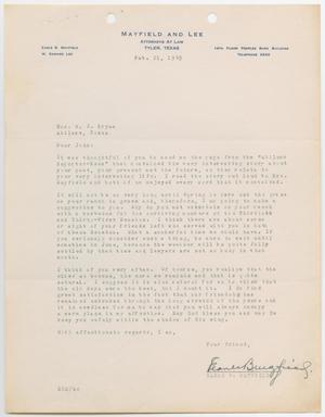 [Letter from Earle B. Mayfield to Honorable W. J. Bryan, February 21, 1945]