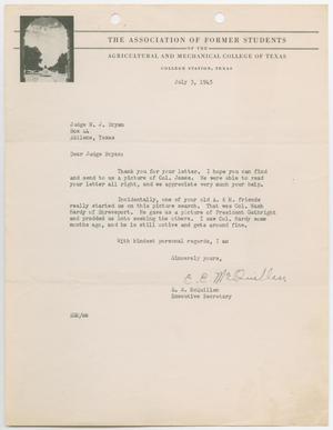 [Letter from E. E. McQuillen to Honorable W. J. Bryan, July 3, 1945]
