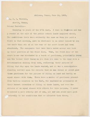 [Letter from William John Bryan to John J. Terrell, June 19, 1903]
