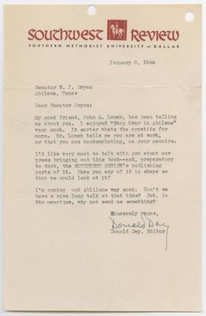[Letter from Donald Day to Senator W. J. Bryan, January 8, 1944]