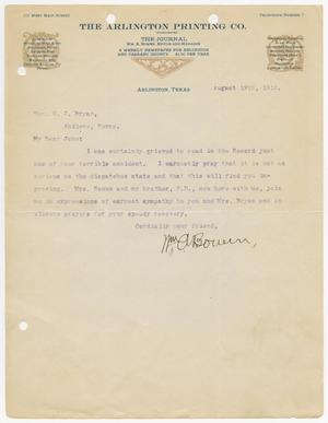 [Letter from Wm. A. Bowen to W. J. Bryan, August 9, 1912]
