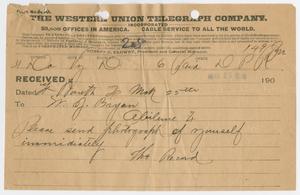 [Telegram to W. J. Bryan, March 25, 1908]