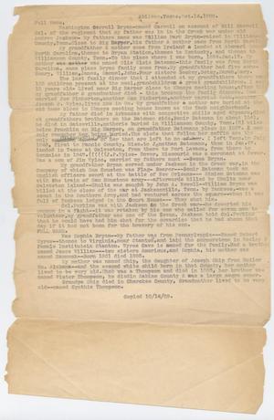Primary view of object titled '[Personal Narrative Washington Carroll Bryan]'.