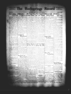 Primary view of object titled 'The Rocksprings Record and Edwards County Leader (Rocksprings, Tex.), Vol. 16, No. 20, Ed. 1 Friday, April 20, 1934'.