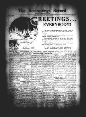 The Rocksprings Record and Edwards County Leader (Rocksprings, Tex.), Vol. 18, No. 3, Ed. 1 Friday, December 20, 1935
