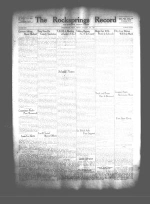 The Rocksprings Record and Edwards County Leader (Rocksprings, Tex.), Vol. 16, No. 8, Ed. 1 Friday, January 26, 1934