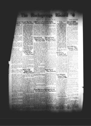 Primary view of object titled 'The Rocksprings Record and Edwards County Leader (Rocksprings, Tex.), Vol. [18], No. 37, Ed. 1 Friday, August 14, 1936'.