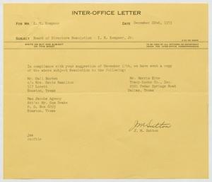 [Letter from J. M. Sutton to I. H. Kempner, December 22, 1953]
