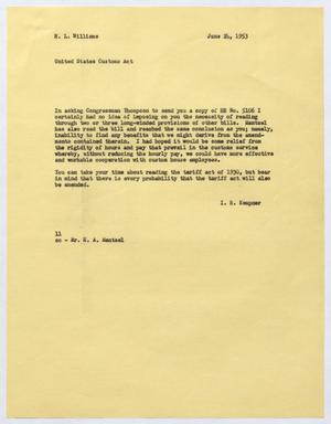 [Letter from I. H. Kempner to H. L. Williams, June 24, 1953]