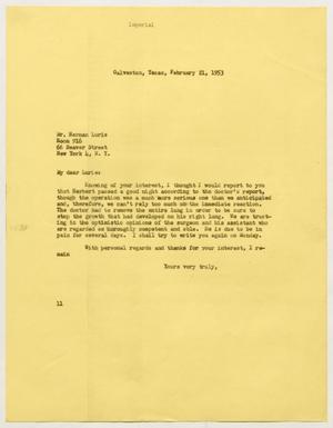 [Letter from I. H. Kempner to Herman Lurie, February 21, 1953]